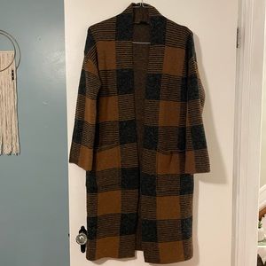 Plaid Open Front Long Cardigan - Cyrus - Nordstrom Rack